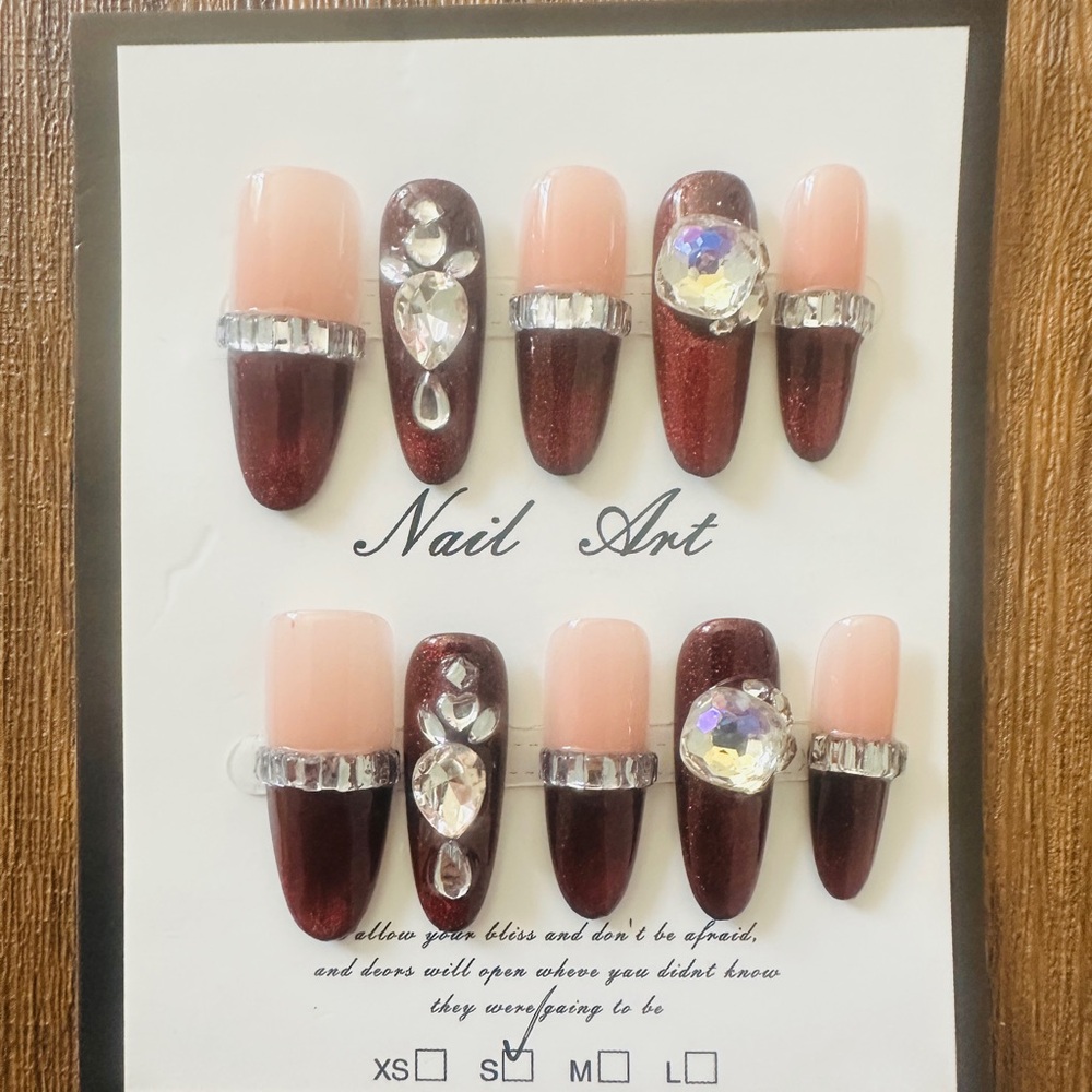 Elegant Pink and Burgundy Nail Art Set